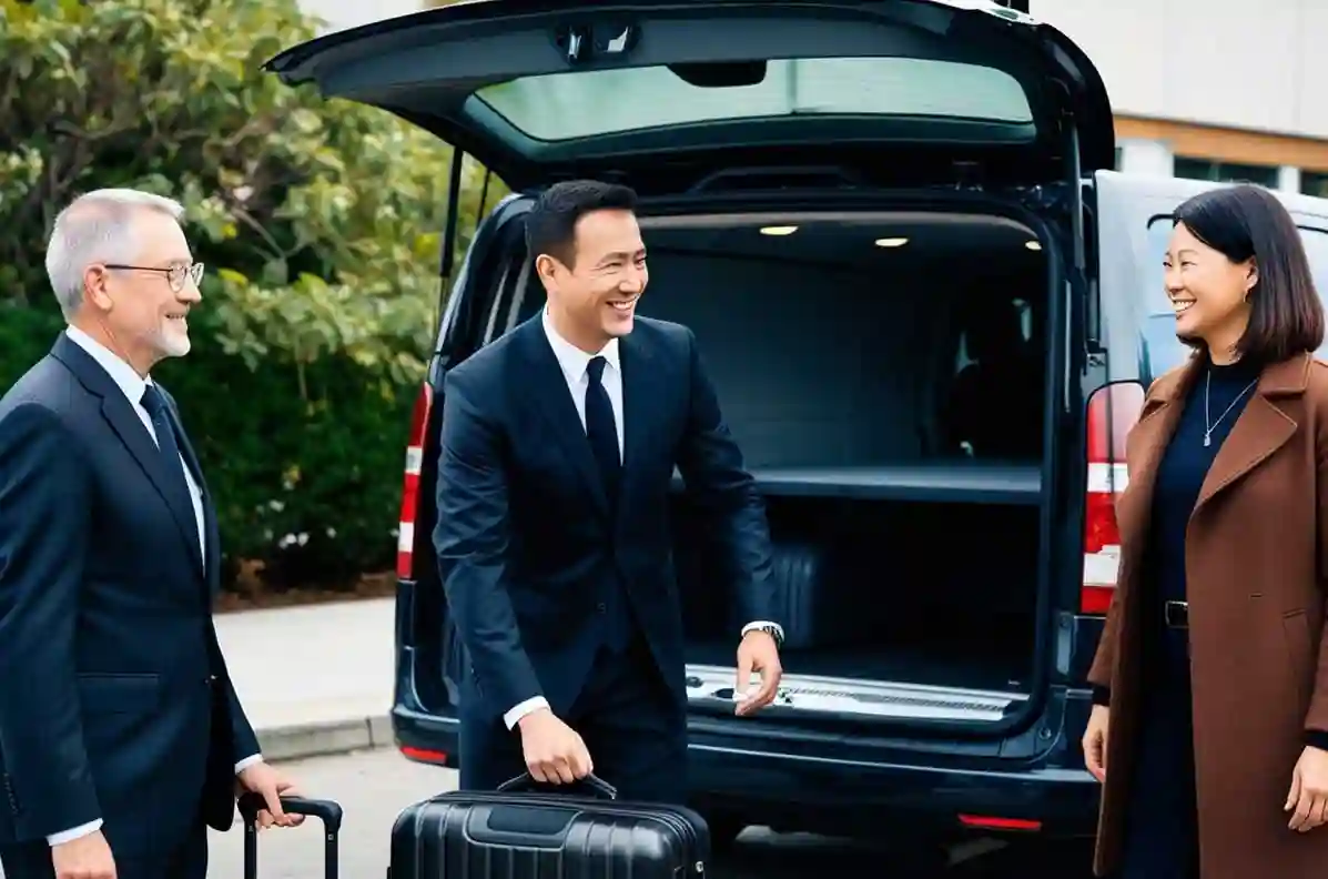 Man stepping into a luxury black car with chauffeur service in San Diego